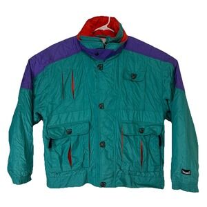 Vintage‎ MARKER Retro 90s 80s Snowboard Ski Jacket Purple Green Orange XL